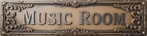 WSUPBPR Music Room Metal Sign 4x16in Vintage Plaque for Studio Wall Decor Musician Gift - color: Music Room