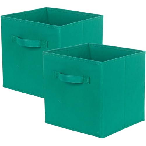 ShellKingdom Storage Bins, Foldable Fabric Storage Cubes And Cloth Storage | Storage Organizer For Closet And Toys, 10.5x10.5x11 INCH, 2 Pack (Forest Green) - color: Forest Green, size: 2