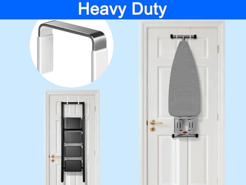 Single Over Door Steel Hooks 8 Pack Fit 1-3/8" Door 5.5" White | Plastic Coated Rubber Feel Towel Rack Robe Coat Shoe Wreath Hanger No Damage No Scratch for Bathroom Heavy Duty Thin Top