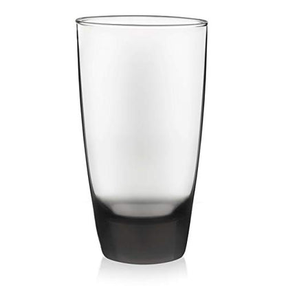 Libbey Classic Tumbler & Rocks Drinking Glasses Set of 16, Clear Glass Cups | 18 oz and 13 oz Capacities for Water, Soda, Cocktails, and More with Smoke-Tinted Bases and Dishwasher-Safe Cleanup - color: 03 - Classic Smoke