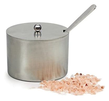 RSVP International Endurance Kitchen Collection Salt Cellar Set with Spoon, 4-Ounce, Brushed Stainless Steel - size: 0.1 Quarts
