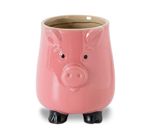 Ceramic Pig Utensil Holder for Kitchen Counter Farmhouse Utensil crock | Cute pig-shaped ceramic utensil holder keeps kitchen tools organized while adding farmhouse charm to your countertop.