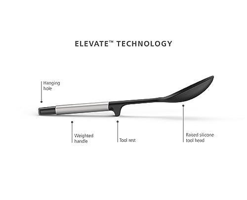Joseph Joseph Elevate Silicone Solid Spoon, BPA Free, Heat Resistant Non Stick Kitchen Utensil, Weighted Stainless Steel Handle - style: Spoon