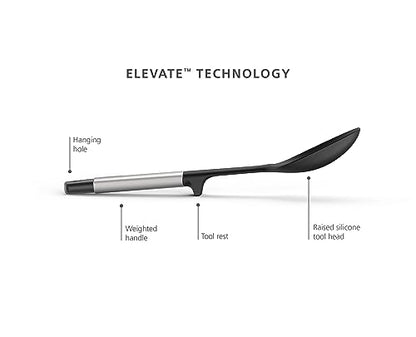 Joseph Joseph Elevate Silicone Solid Spoon, BPA Free, Heat Resistant Non Stick Kitchen Utensil, Weighted Stainless Steel Handle - style: Spoon