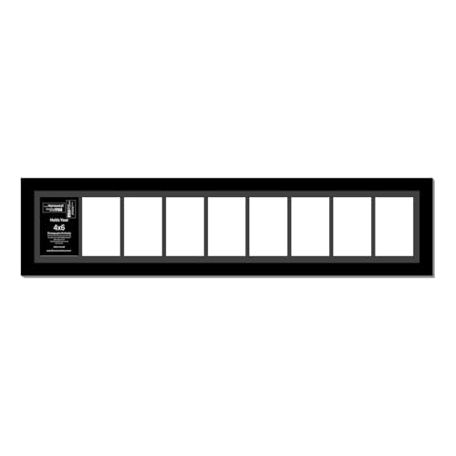 Creative Letter Art 4” x 6” Multiple Opening Picture Frame Collage with 9 holes, Manhattan Black Frame with 8 x 38-inch Black Mat, Full-Strength Glass, Photo Collage for Wall, 9 Openings - color: 9 opening, size: Black w/8" Black Mat