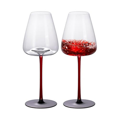 KAMMAK Crystal Red Wine Glasses Set of 2, 16.06 oz Stemmed Glasses, XH008 | Hand Blown, Bordeaux Wine Glasses, Thin Rim & Long Stem, Red & White, Daily Use, Wedding or Birthday Gift for Women - size: 8KPXH008