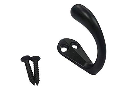 Premium Quality Single Prong Robe Hook Hanger, Zinc Die Cast, Matte Black, 6 Pack - color: Matte Black, size: 6 Pack