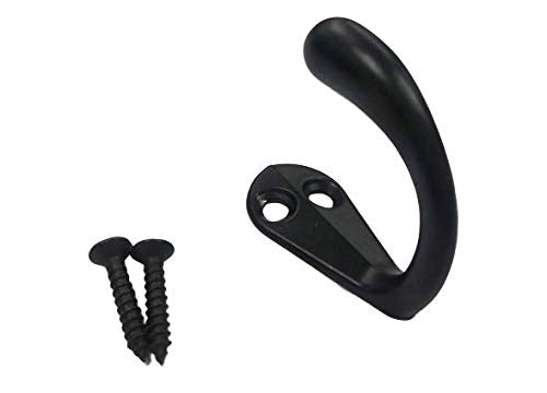 Premium Quality Single Prong Robe Hook Hanger, Zinc Die Cast, Matte Black, 12 Pack - color: Matte Black, size: 12 Pack