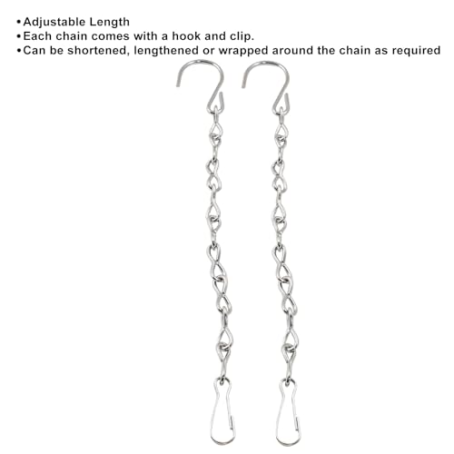 2 Pack 9.5 Inch Silver Hanging Chain Garden Plant | Metal Hanging Basket Chain, For Bird Feeders, Planters, Lanterns, Wind Chimes, Billboards, With Hooks