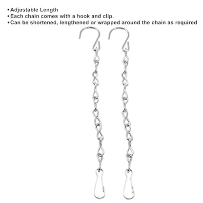 2 Pack 9.5 Inch Silver Hanging Chain Garden Plant | Metal Hanging Basket Chain, For Bird Feeders, Planters, Lanterns, Wind Chimes, Billboards, With Hooks