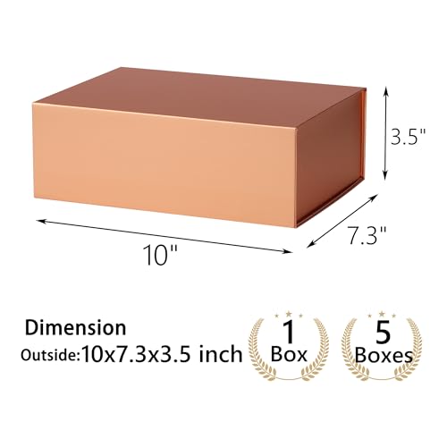 Rose Gold Gift Box,10x7.3x3.5 Gift Boxes With Lids For Presents Includes Ribbon And Diy Printable Sticker Paper,Bridesmaid Proposal Box,Magnetic Gift Box For Birthday,Wedding,Graduation - color: 10x7.3x3.5inch-Rose Gold-Pack 1