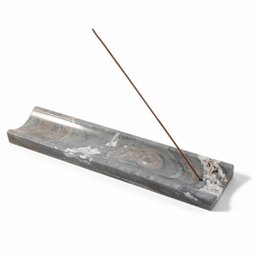 Marble Incense Holder, Incense Holder for Sticks, Incense Sticks Holder Ash Catcher for Meditation Yoga SPA, Natural Stone Incense Burner, Home Table Decor(Palissandro Gray) - color: Palissandro Gray