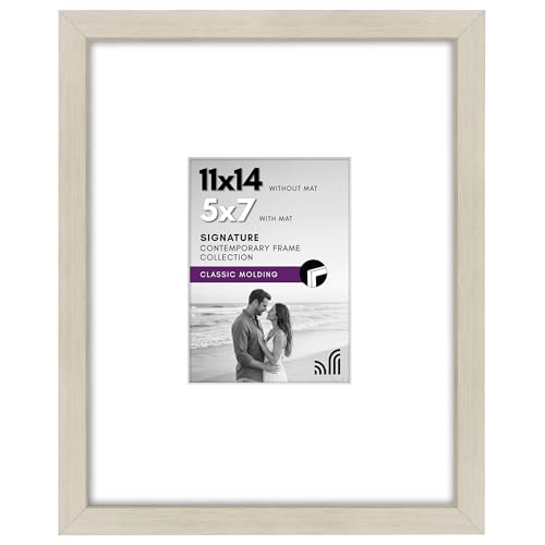 Americanflat 11x14 Picture Frame - Matted to 5x7 - Light Wood | Shatter-resistant glass, hangs vertical or horizontal, sawtooth hangers included, use with or without mat - color: Light Wood