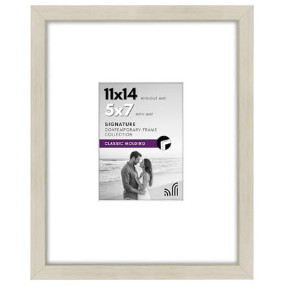 Americanflat 11x14 Picture Frame - Matted to 5x7 - Light Wood | Shatter-resistant glass, hangs vertical or horizontal, sawtooth hangers included, use with or without mat - color: Light Wood