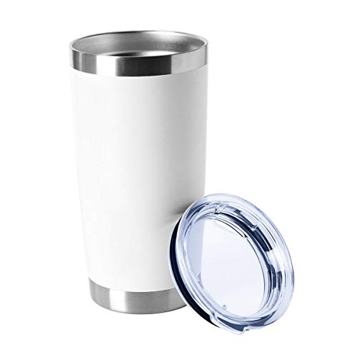 HASLE OUTFITTERS 20oz Tumblers Bulk Stainless Steel Cup with Lid Double Wall Vacuum Insulated Coffee Mug for Cold & Hot Drinks 1 Pack, White - color: White-A, size: 1 Count (Pack of 1)