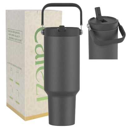 40 oz Insulated Tumbler with Top Handle and Flip Straw | Vacuum Insulated Stainless Steel Cup with Leak-Proof Lid, Sweat-Free, Fits Cup Holder, Keeps Ice Cold up to 30 Hours - color: Charcoal Gray, size: 40 Ounces