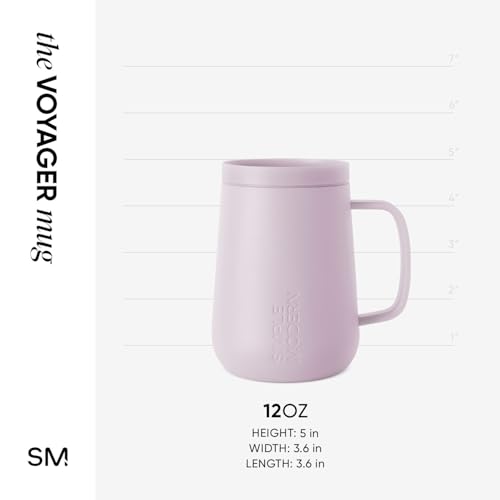 Simple Modern Voyager Signature Mug | Travel Coffee Tumbler with 360° Lid and Handle | Ceramic-Lined Insulated Stainless Steel Iced Cold Brew Cup | 12oz, Lavender Mist - color: -Lavender Mist