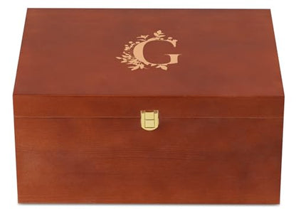InnoBeta Personalized Keepsake Box, Wooden Storage Boxes, Large Keepsake Boxes with Lid for Memory Treasure, Initial G - color: Initial G