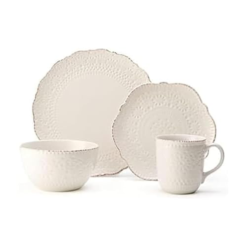 Pfaltzgraff Chateau Cream 16-Piece Stoneware Dinnerware Set, Service for 4, Off White - style: 16-Piece Stoneware Dinnerware Set