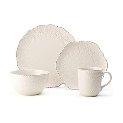 Pfaltzgraff Chateau Cream 16-Piece Stoneware Dinnerware Set, Service for 4, Off White - style: 16-Piece Stoneware Dinnerware Set