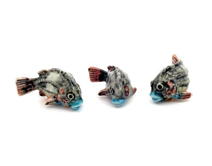 Adorable Mini Ceramic Animal Figurine – Porcelain Miniature Collectible Decor (Set of 3 Lumpfish Family) - style: Set of 3 Lumpfish Family