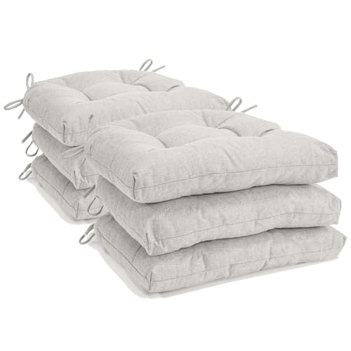 Chair Cushions for Dining Chairs Set of 6, Kitchen Chair Pads | Non Slip Chair Cushions with Ties, Tufted Memory Foam Seat Chair Pads, Cream - color: Cream, size: Pack of 6