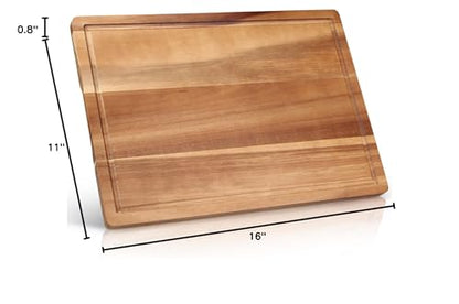 Decorative Acacia Wood Cutting Boards for Kitchen Meat Large Charcuterie Boards Best Hardwood Solid Chopping Board Butcher Block Bread Serving Cheese Board Big Maple Carving Cutting Board Non Toxic - size: 16"L x 11"W