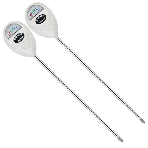 Censinda Soil Moisture Meter, 2 Pack Long Probe Soil Moisture Monitor for House Plants, Soil Hygrometer Moisture Sensor for Indoor & Outdoor, Garden, Farm, Lawn Plant Care, No Battery Needed(White) - color: White-Longprobe-2Pack