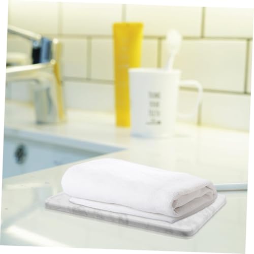 Marble Vanity Tray Decorative Organizer for Bathroom Kitchen Dresser Sturdy Natural with Non Slip Pads for Toiletries Essentials Elegant White Design