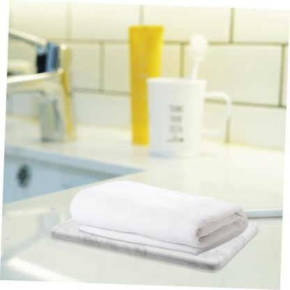 Marble Vanity Tray Decorative Organizer for Bathroom Kitchen Dresser Sturdy Natural with Non Slip Pads for Toiletries Essentials Elegant White Design