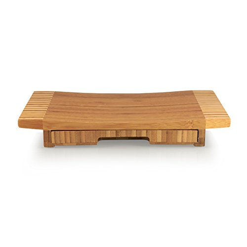 TOSCANA - a Picnic Time brand Concavo Cheese Board and Knife Set, Charcuterie Board Set, Wood Cutting Board, (Bamboo)