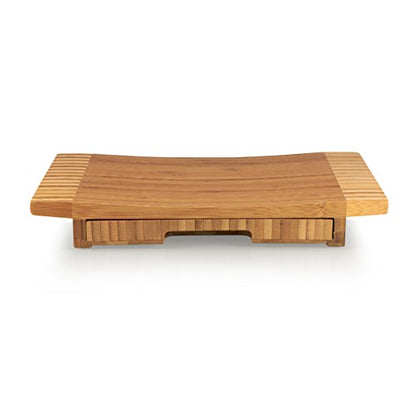 TOSCANA - a Picnic Time brand Concavo Cheese Board and Knife Set, Charcuterie Board Set, Wood Cutting Board, (Bamboo)