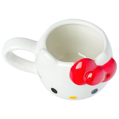 Silver Buffalo Sanrio Hello Kitty Cream Bows, 3D Mini Cup Set, 4pk, 3.5oz | Different Color, Pack, Sculpted Ceramic Mug, Perfect for Sugar or Milk, 0.1 Liters - color: White/Multi