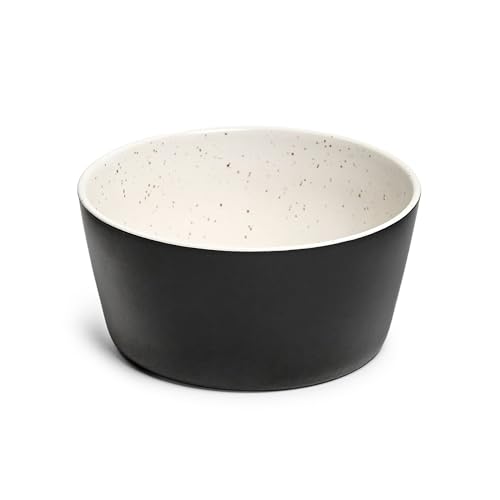 Sango 12-Piece Stoneware Dinnerware Set for 4, Modern White & Black Plates and Bowls Sets with Speckled Glaze, Durable Kitchen Ceramic Dish Set, Microwave & Dishwasher Safe Everyday Dishes, Stockholm - color: Black/White, size: 12-Piece Set