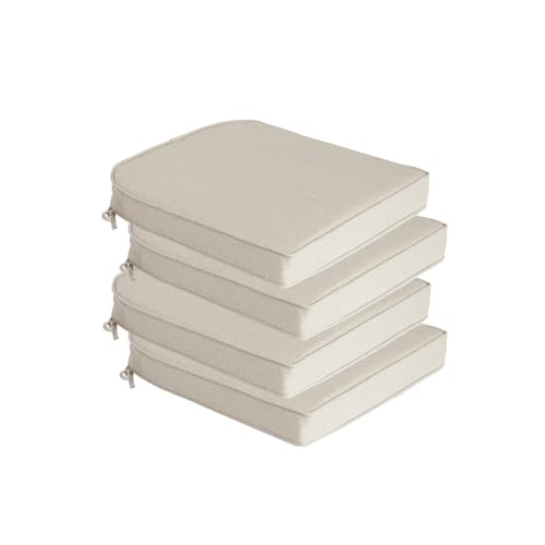 Goodgoods 19.5x20 Outdoor Chair Cushions Set of 4, 35D Foam, Riverbed | 35D High-Resilience Foam, Fade-Resistant and Water-Resistant Seat Pads with Ties for Dining Room, Kitchen, or Patio Chairs - color: Riverbed, size: 19.5"x20" 4pcs
