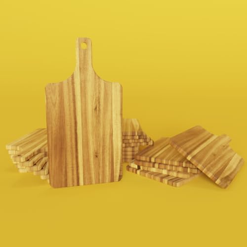 20 Pack Bulk Acacia Wood Charcuterie Boards with Handle for Events - size: 20Pcs