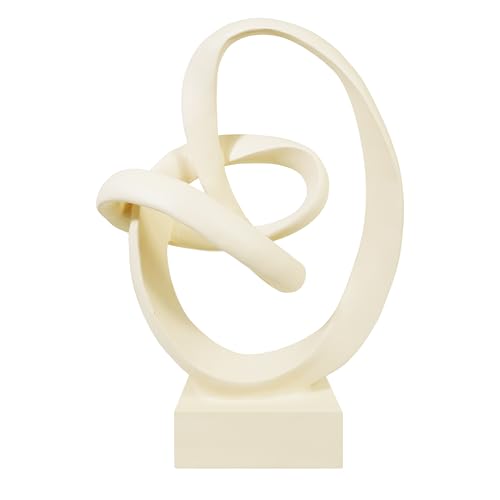 Knot Sculptures, Modern Coffee Table Statues, Abstract Center Piece for Home Office, Dining Living Room Desk Decor, Bookends, 15.5 x 10.5 inch, Beige - color: Beige