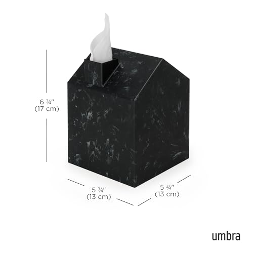 Umbra Casa Tissue Box Cover â€“ Modern House-Shaped Tissue Box Holder for Standard Square Boutique Tissue Boxes, Ocean Materials® Plastic, Bathroom & Home Décor, Ocean Black | Easy wipe clean, fits standard cube, bathroom and bedroom, low carbon footprint