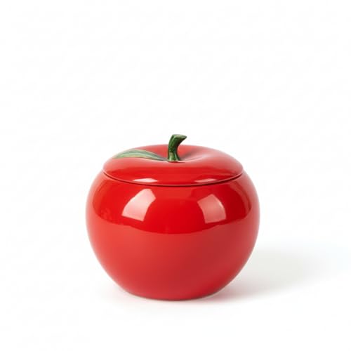 Ceramic Jewelry Box,apple tabletop ornament Wedding Souvenir Jewelry Trinket Storage Tank Container Storage for Ring Necklace Bracelet Earrings Rings and Accessories (Red) - color: Red