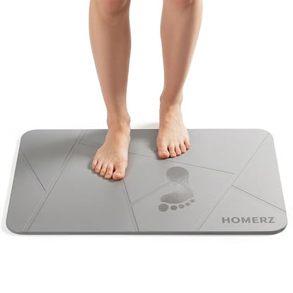Homerz Stone Bath Mat – Premium Diatomaceous Earth Bath Mat, Rock Absorbent Bath Mats for Bathroom, Modern Stone Drying Mat, Shower Mat Outside Shower, Tapetes para Baño 23.6"x15.3" Light Gray - color: Light Gray