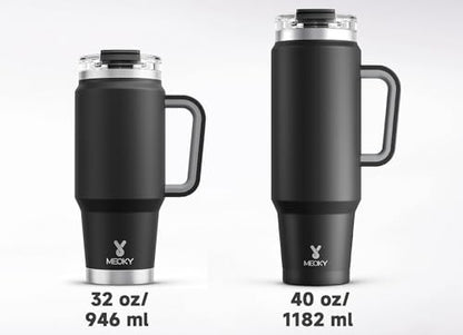 Meoky 40 oz Tumbler with Handle and Straw, Insulated Tumbler with Lid and Straw, Stainless Steel Travel Mug, Keeps Cold for 34 Hours, 100% Leak Proof, Fits in Car Cup Holder (Night) - color: Night, size: 40 Ounces