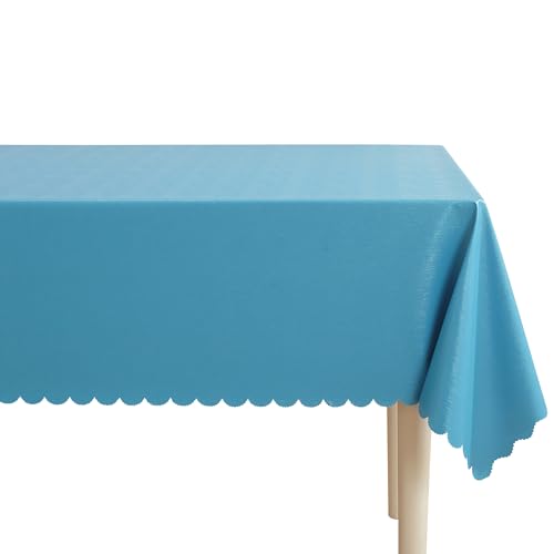 Rectangle Vinyl Tablecloth, 100% Waterproof Oil Proof Plastic Table Cloth, Wipeable Table Cover for Dining, Buffet Parties, Camping,Indoor and Outdoor(Blue, 60" x 60") - color: Blue, size: 60" x 60" (Square)