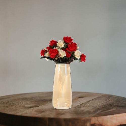 Glass Floral Container Flower Arrangement Vase Nordic Style Amber Glass Vase Decorative Floral Bottle for Living Room Home Décor