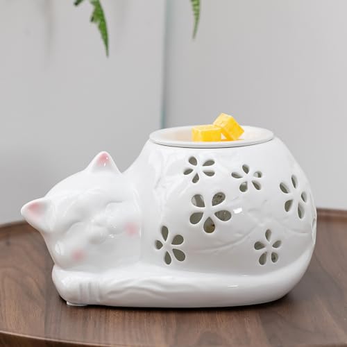 Wax Melt Warmer Cat, Electric Wax Burner | with 2 Bulbs, Cute Decor for Home, Bedroom, Birthday Gifts for Women, Mom