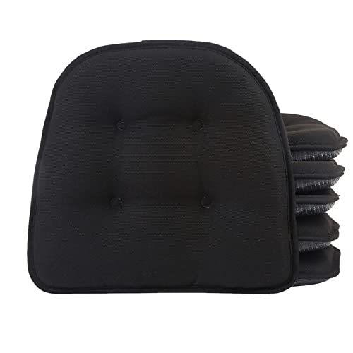Klear Vu Omega Non-Slip Chair Cushions, Assembled in USA, U-Shaped Skid-Proof Seat Pads for Dining Room, Kitchen, Office, 15"x16" 6 Pack Solid Midnight Black 6 Count - color: Solid Midnight Black, size: 6 Pack