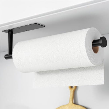 Paper Towel Holder,Self-Adhesive or Drilling， Matte Black, 1 Pack | SUS304 Stainless Steel,Kitchen Roll Dispenser Under Cabinet，Wall Mounted Rack - color: Black