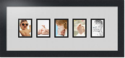 ArtToFrames Collage Photo Frame Double Mat with 5-2.5x3.5 Openings with Satin Black Frame and Candlewick mat. - color: Candlewick, size: 2.5x3.5