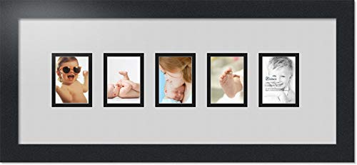 ArtToFrames Collage Photo Frame Double Mat with 5-2.5x3.5 Openings with Satin Black Frame and Candlewick mat. - color: Candlewick, size: 2.5x3.5