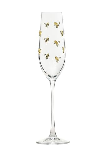 10 Strawberry Street Gold Bow Glassware, Flute, Set of 4 - size: Flute