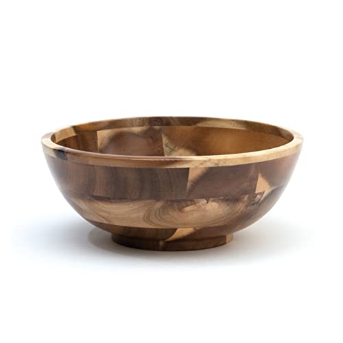 Lipper International Acacia Footed Round Flared Serving Bowl for Fruits or Salads, Small, 7" Diameter x 3" Height, Single Bowl